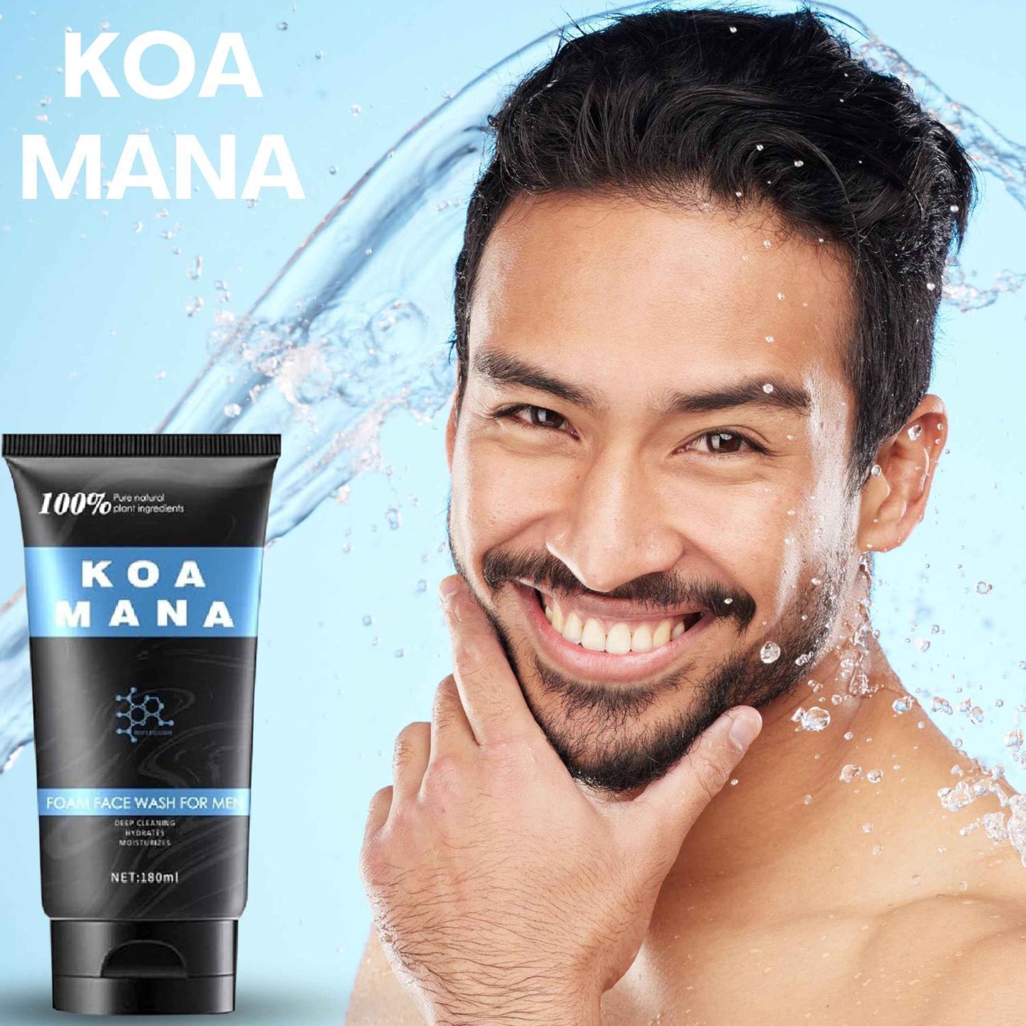 GOODY 2'S KOA MANA Foaming Face Wash for Men, 100% Organic, Pure Plant Ingredients, 180 ml
