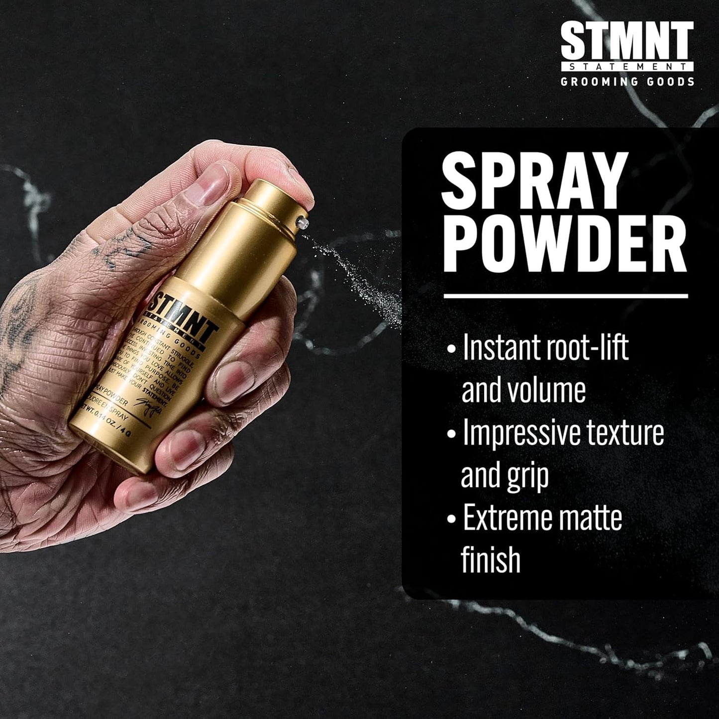 STMNT Grooming Spray Powder - Extra Matte Finish & Added Texture | Lightweight Formula for Fuller Hair - 0.14 oz