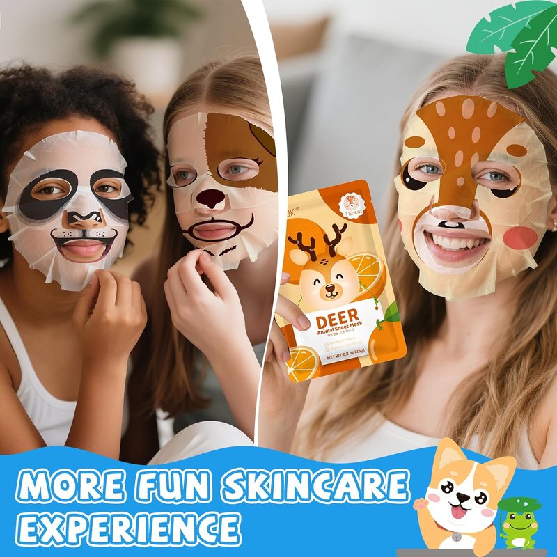 Animal Kids Face Masks - 54 Pack Hydrating Collagen Sheet Masks for Girls & Teens | Perfect Gifts for Birthdays & Mother's Day
