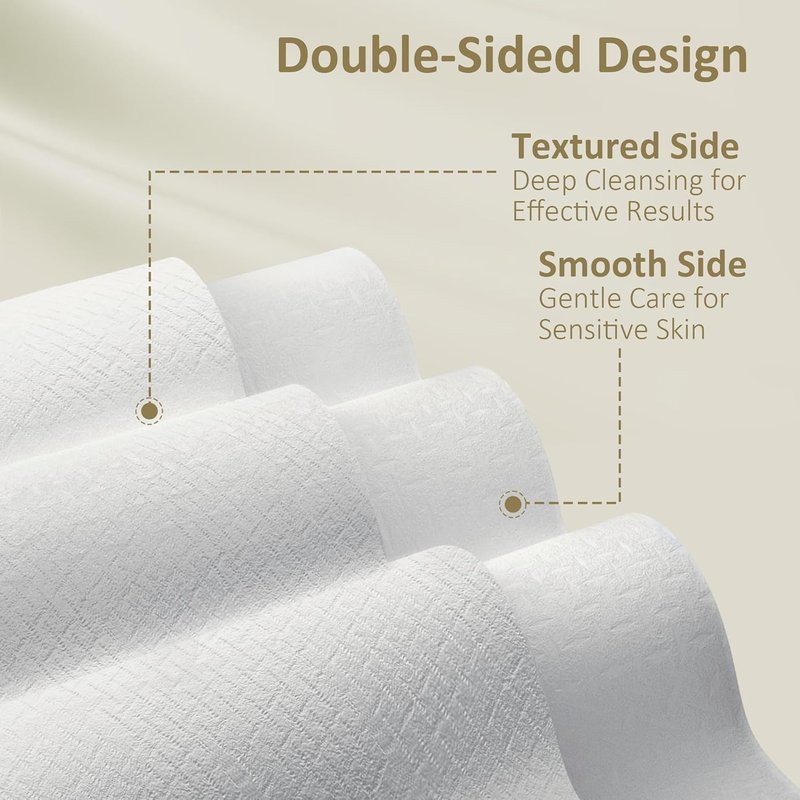 Disposable Biodegradable Facial Towels for Sensitive Skin - Lint-Free Makeup Remover Wipes | 10"×7.9", 180 Count