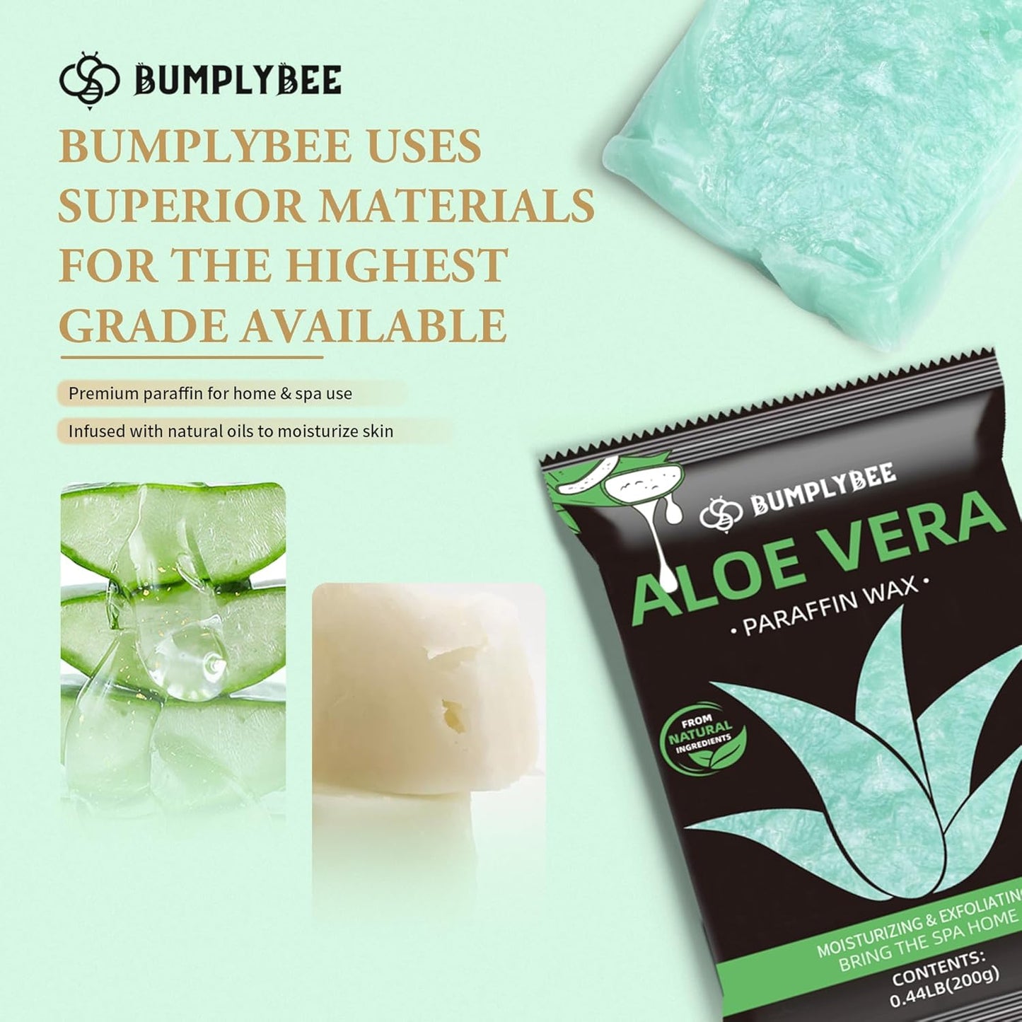 Aloe Vera Paraffin Wax Refills - 10 Pack for Hand & Foot Wax Bath | Deep Hydration & Moisturizing Benefits