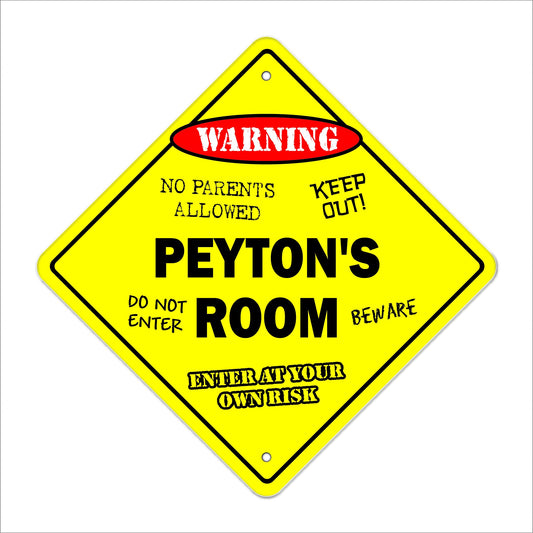 Peyton's Room Sign Crossing Zone Xing | Indoor/Outdoor | 12" Tall Kids Bedroom Decor Door Children's Name boy Girl