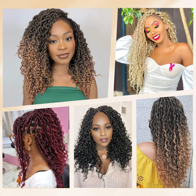 Callia Faux Locs Crochet Hair 18 Inch 8 Packs Goddess Locs Crochet Hair for Black Women Pre Looped Crochet Faux Locs with Curly Ends T1B/30/27
