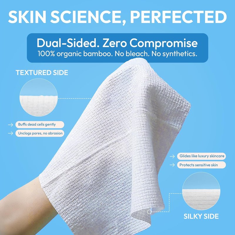 Cleansing Facial Towels - Biodegradable XL Disposable Face Cloths | Ultra-Soft, Plant-Based, Tear-Resistant for Makeup Removal & Clear Skin