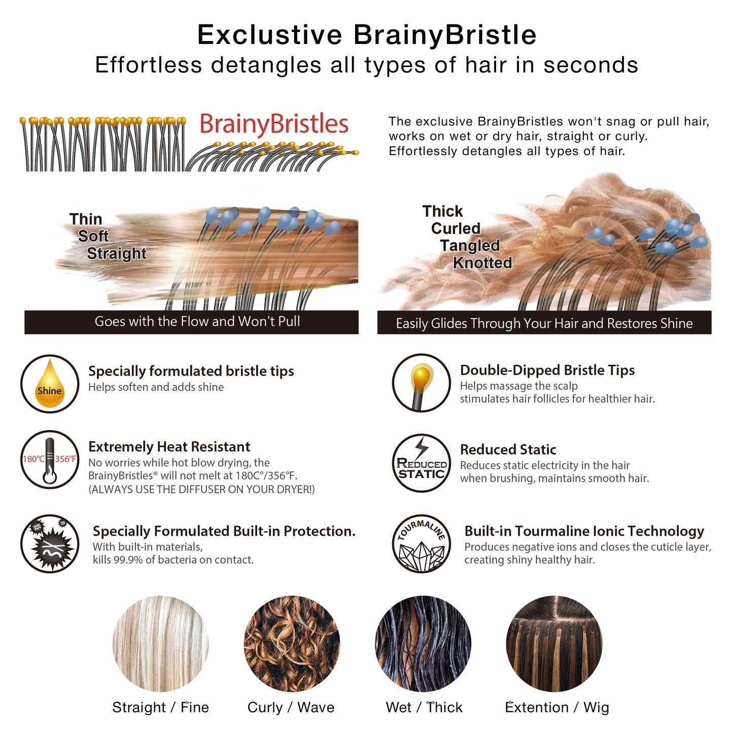 NuWay® C Brush® Scalp Care Detangling Hair Brush – Gentle Scalp Massage & Easy Detangling for Wet or Dry Hair, Everyday Hairbrush for Healthy Looking Hair (Sky Blue)