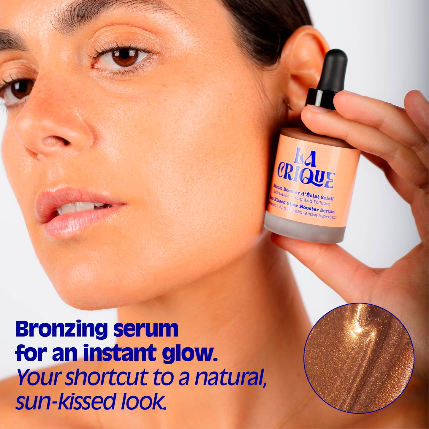 La Crique Bronzing Face Serum - Hydrating Bronzing Drops with Hyaluronic Acid & Anti-Pollution Protection - Natural Sun-Kissed Glow for All Skin Types - Vegan Friendly, Clean Beauty - 1 fl oz