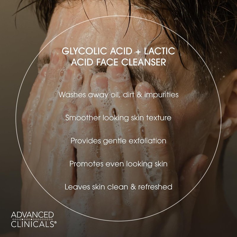Exfoliating Glycolic Acid & Salicylic Acid Face Wash Set | Hydrating Vitamin C Cleanser for Men & Women - 2PC Skin Care Set