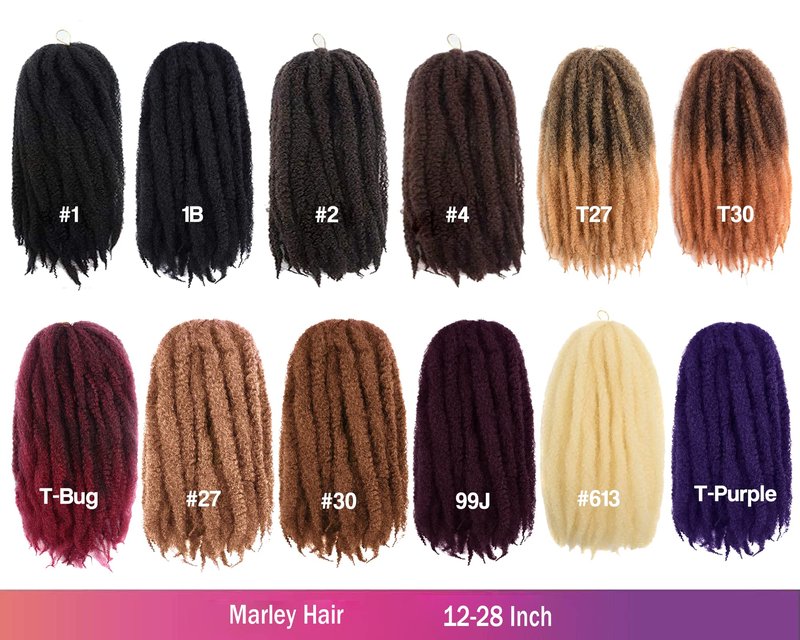 ToyoTress MarleyTwist Braiding Hair - 24 Inch 6 Packs Natural Black Long Marley Hair For Faux Locs, Afro Kinky Curly Marley Crochet Braids Synthetic Braiding Hair Extensions (24 Inch, 1B-6P)