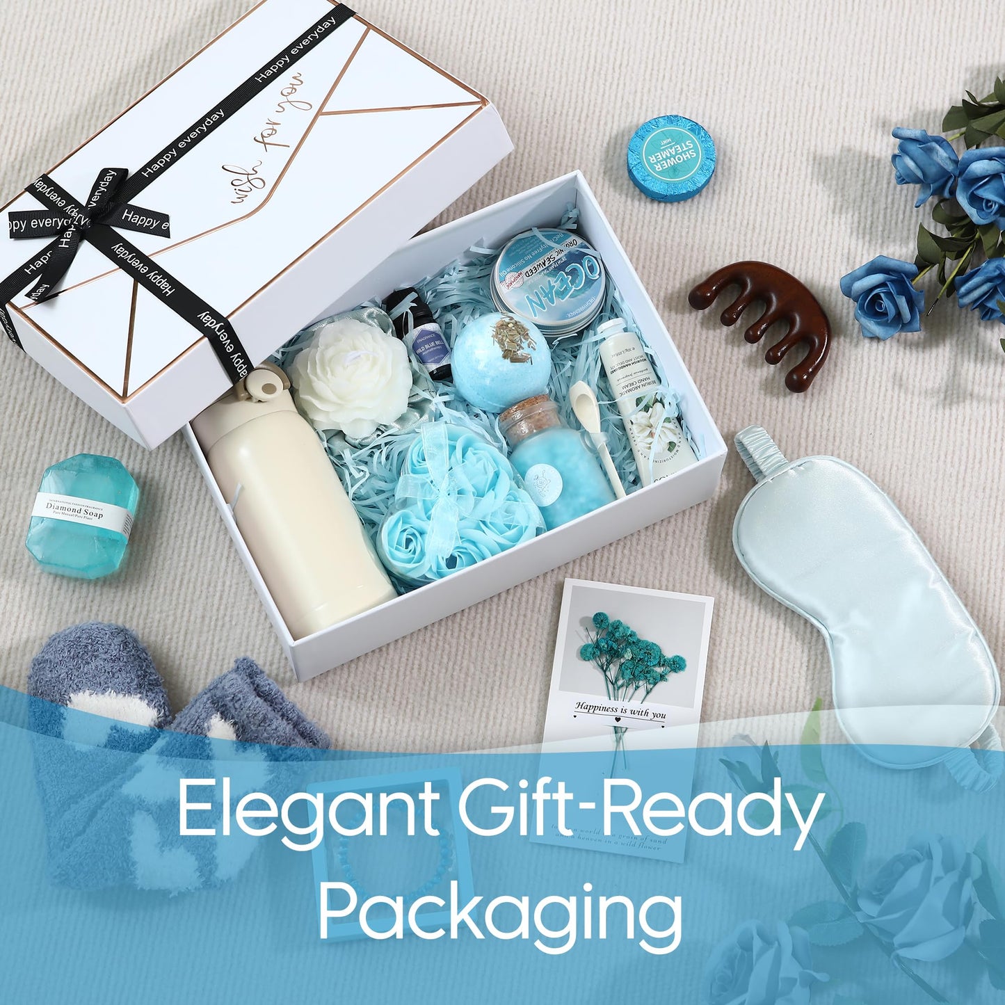 Sea Team 16-Pack Relaxing SPA Gift Set for Women, Valentine Day Gift, Shower Kit with Bath Bomb, Bath Salt, Handmade Soap, Cream, Essential oil, Gift Box Included, Rose