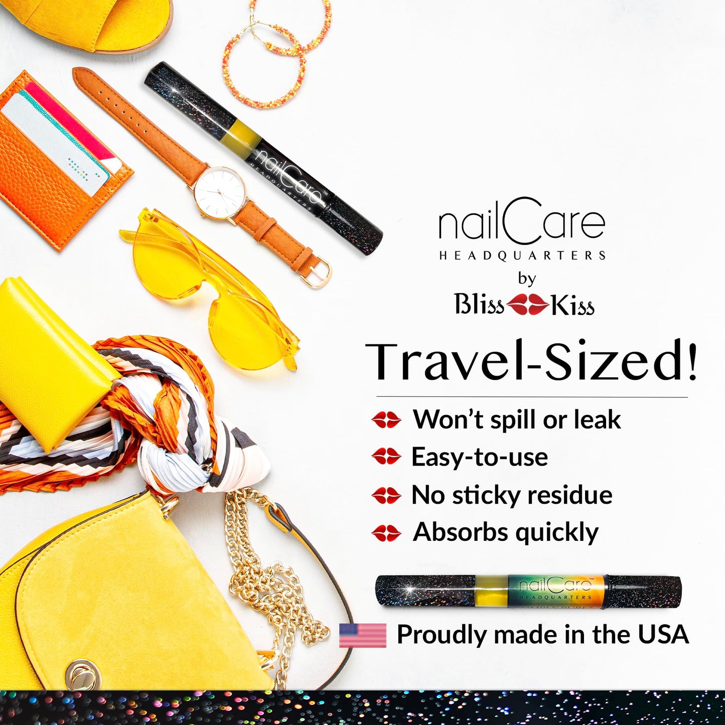 Cuticle Oil Pen for Nails - Nail Strengthener & Growth Serum for Damaged Nails, Hangnails w/Jojoba cuticle oil—Mixed Fragrances - Holographic Glitter Pens 4-Pack