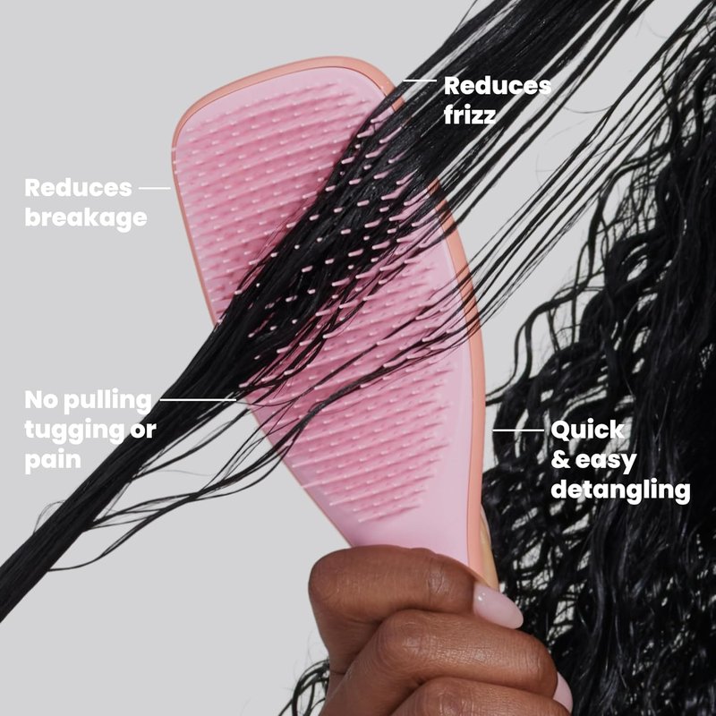 Tangle Teezer Ultimate Detangler Brush - Curly Hair Tool for 3C to 4C Types | Reduces Frizz & Breakage, Pink Mango