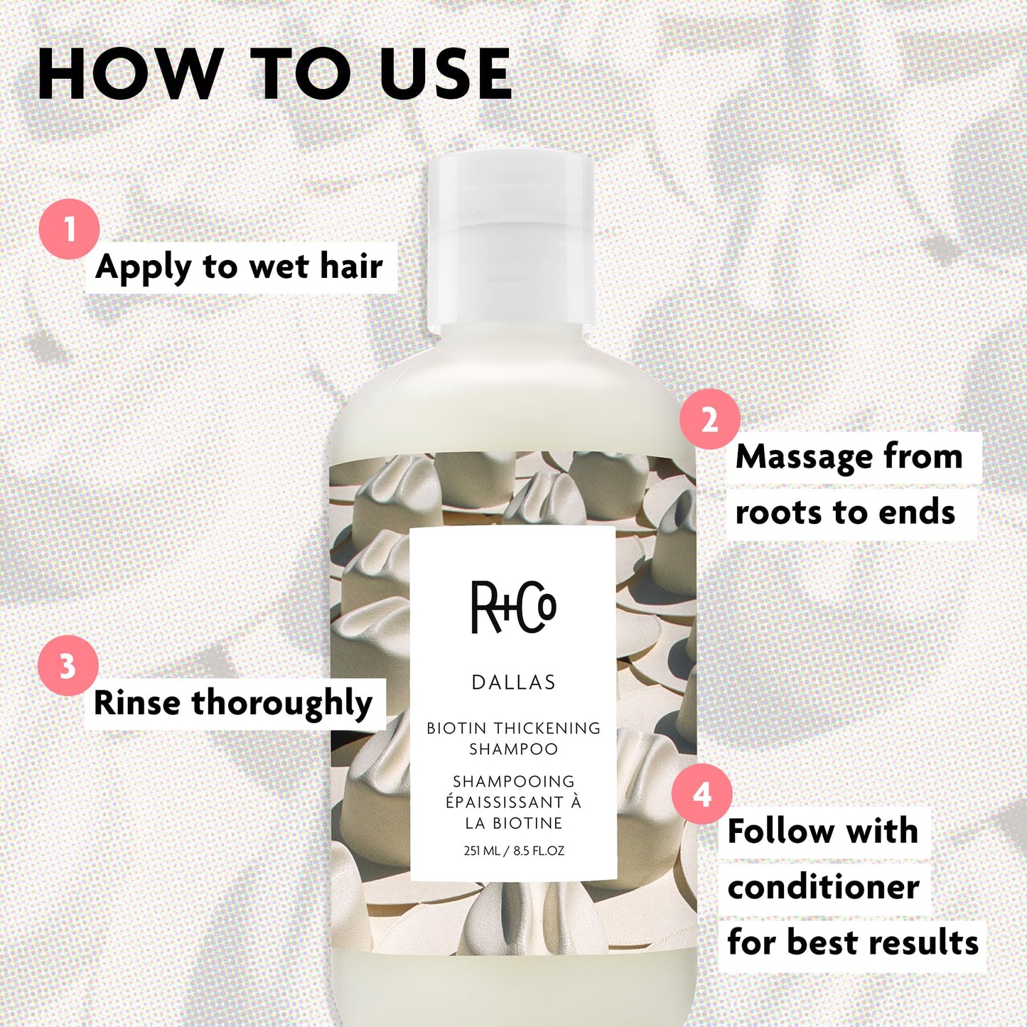 R+Co Dallas Thickening Shampoo | Biotin for Hair Growth, Thickening, + Strengthening | Vegan + Cruelty-Free |