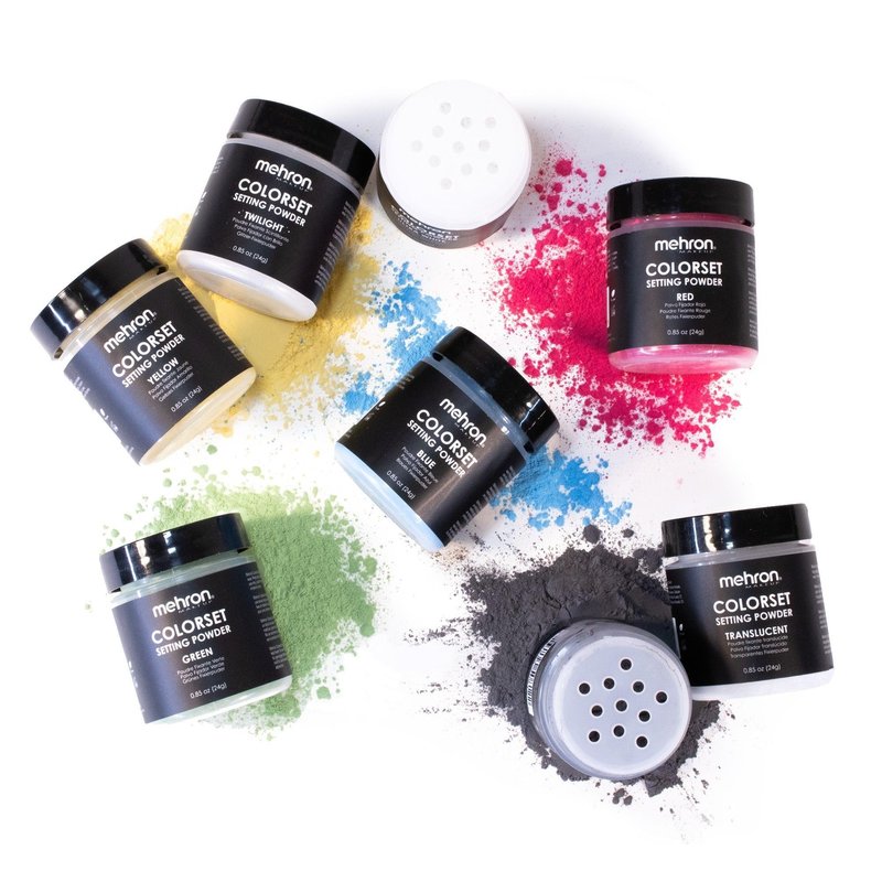 Mehron Makeup Colorset Setting Powder | Talc Free | Translucent Loose Setting Powder for Cosplay, Face & Body Paint, and Cream Makeup .85 oz (24 g) (Translucent) Made in the USA.