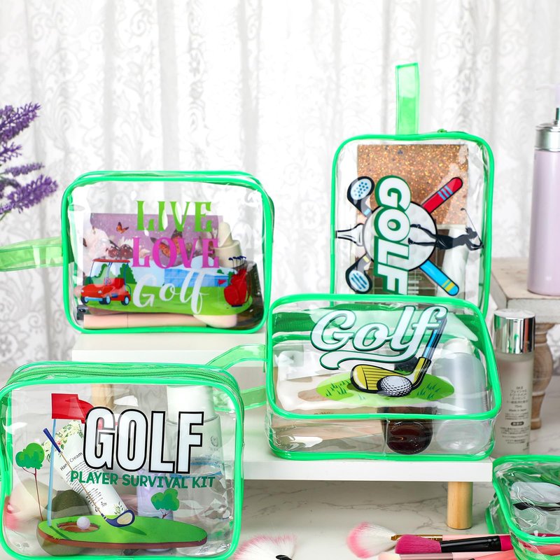 Reginary 10 Pcs Golf Makeup Bag Gifts Bulk Golfer Cosmetic Bag Waterproof Pouch with Zipper Golf Team Inspirational Organizer Accessories for Women Party