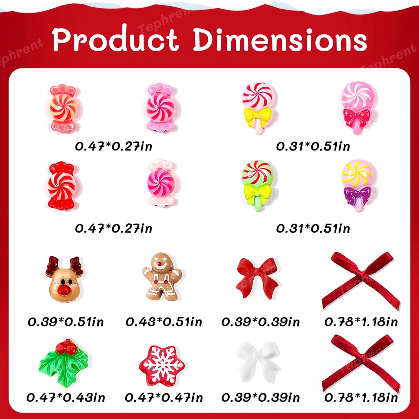 Christmas Nail Art Charms - 3D Gingerbread Man & Snowflake Resin Gems | Cute Winter Nail Supplies for Women