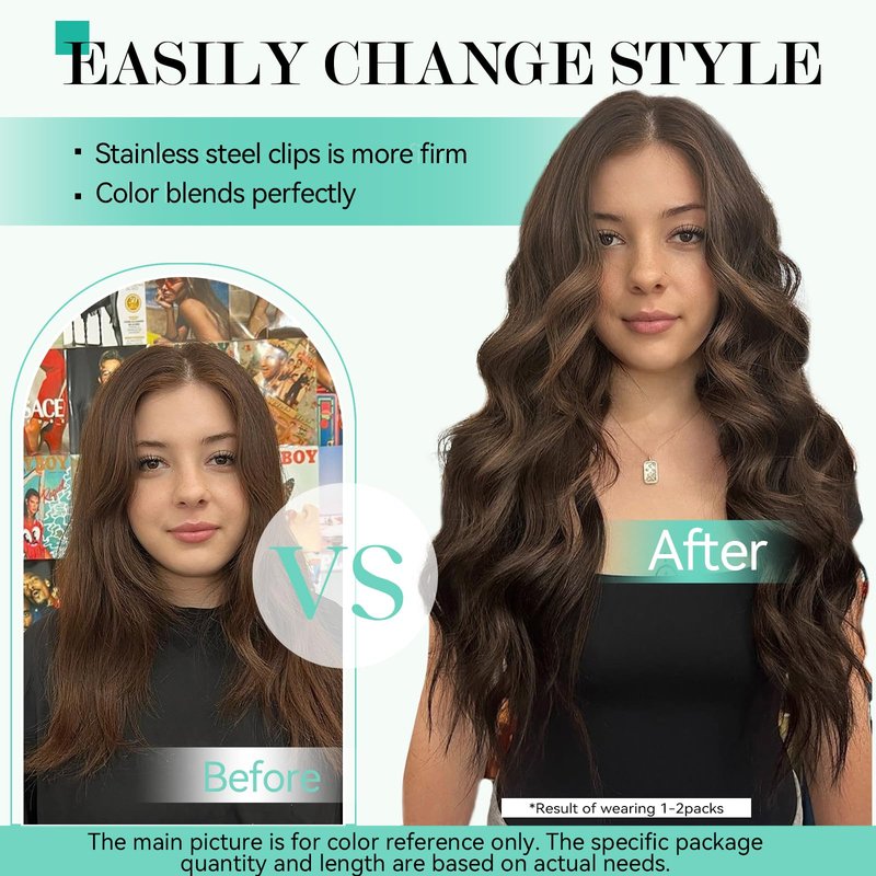 Ukira Medium Brown Hair Extensions Real Human Hair, 15 Inch 75g 7pcs Brown Clip in Hair Extensions Real Human Hair, Soft Natural Straight Remy Human Hair Clip in Extensions for Women
