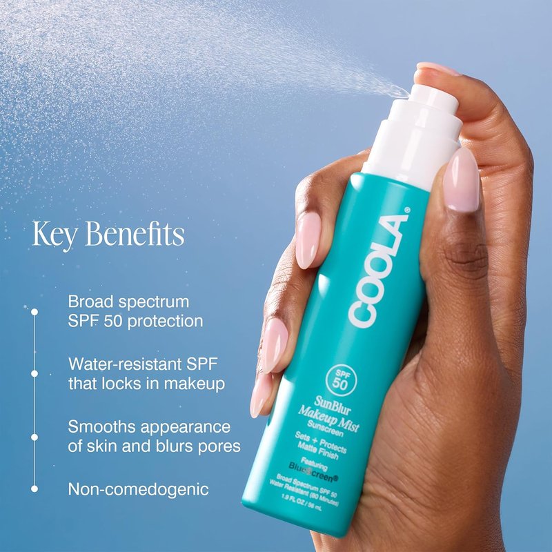 COOLA SunBlur Makeup Mist Sunscreen SPF 50 - Matte Setting Spray, Vegan, 1.9 Fl Oz