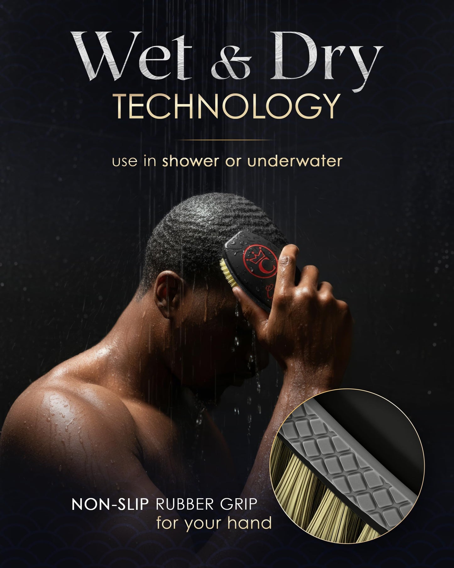 NEW OLIVE MEDIUM Crown Quality Products Curved 360 Wave Caesar 2.0 Mixed Boar Bristle Hairbrush - Non-Slip Grip, Waterproof, Debossed Logo, Indestructible Body - The Ultimate 360 Wave Brush
