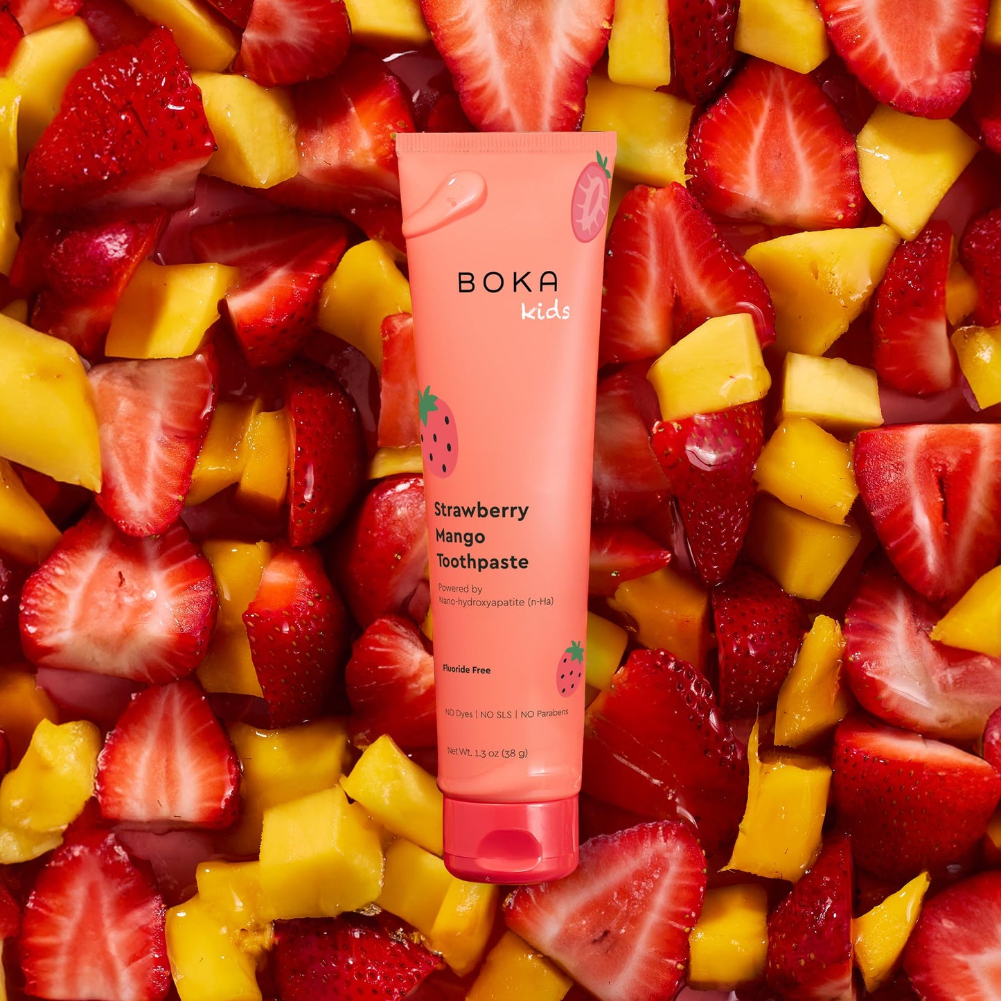 Boka Fluoride Free Toothpaste Nano Hydroxyapatite Toothpaste - Strawberry Mango Flavor, 1.3 oz 2pk