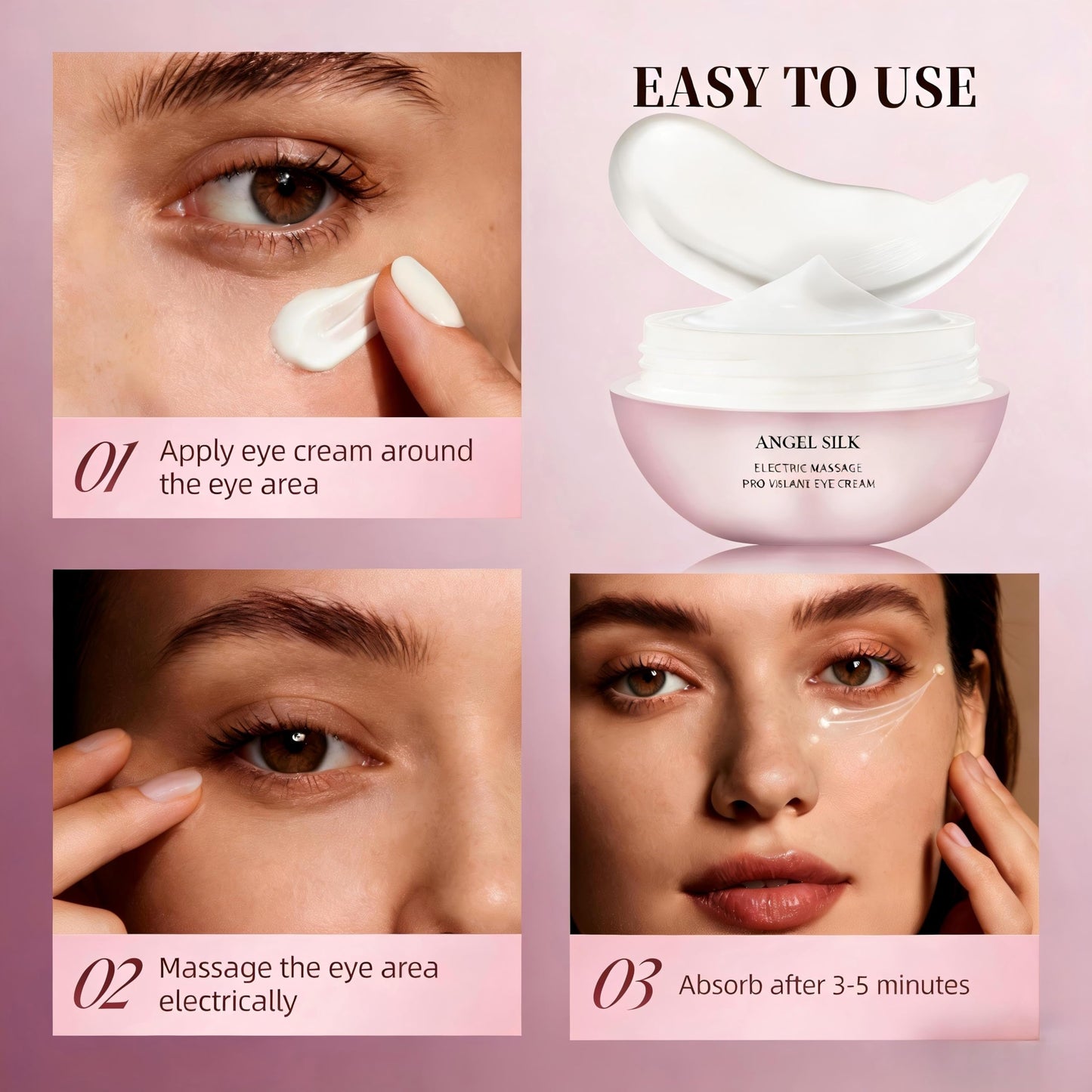 YCQQPRO AH-8 Firming Neck-Eye Cream Bundle, Tightening & Revitalizing Set, Electric Massage Eye Cream with Red Light, Firm Smooth of Eye Fine Lines, Anti-Wrinkle Deep Moisturizing Skincare