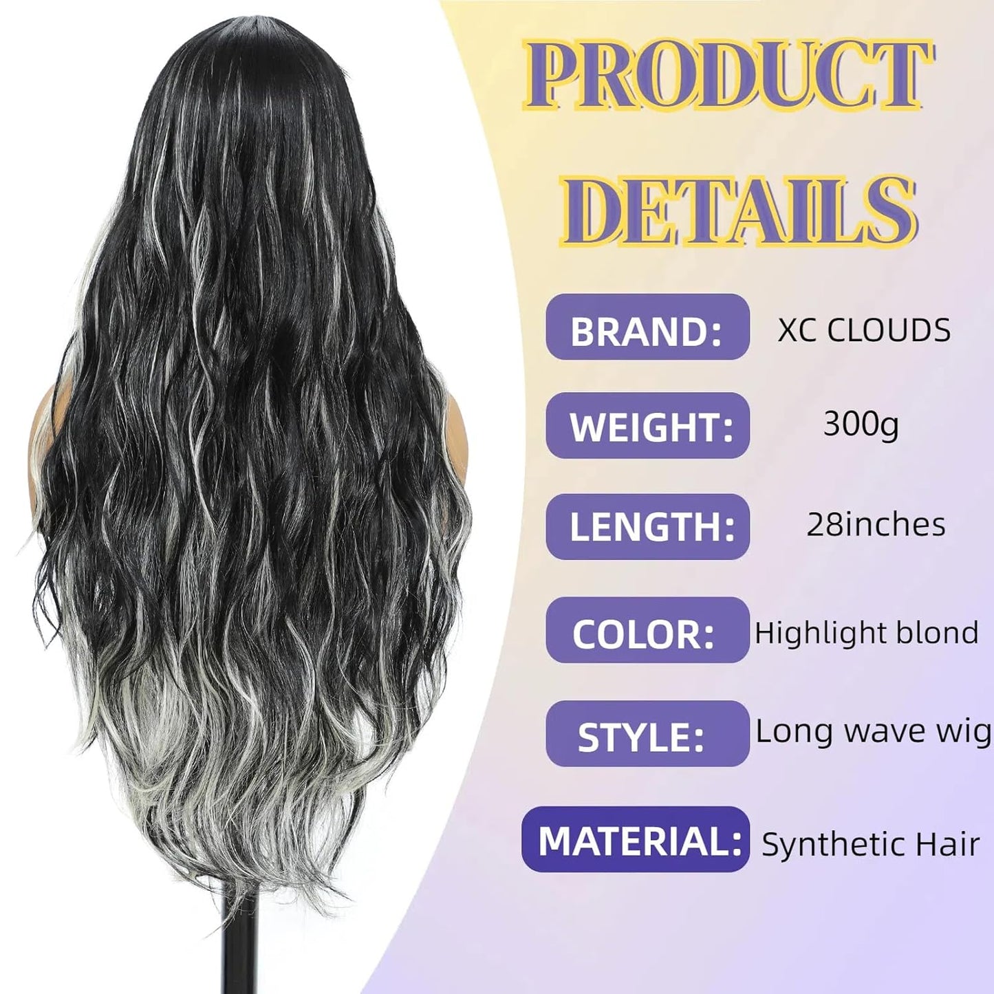 28-Inch Long Wavy Synthetic Lace Front Wig - Pre-Plucked, Glueless, Heat Resistant | Natural Wave for Women