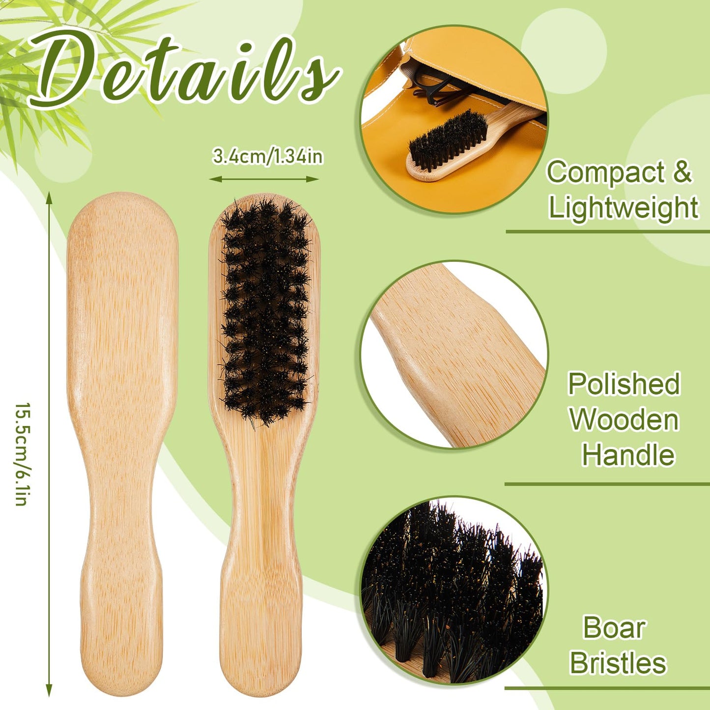 Weysat 24 Pack Boar Bristle Hair Brushes - Natural Wooden Handle Brushes for Thick Hair, Beard, Frizz Control, Pet Grooming, Smoothing Flyaways - Dual Use for Women, Men, Cat & Dog