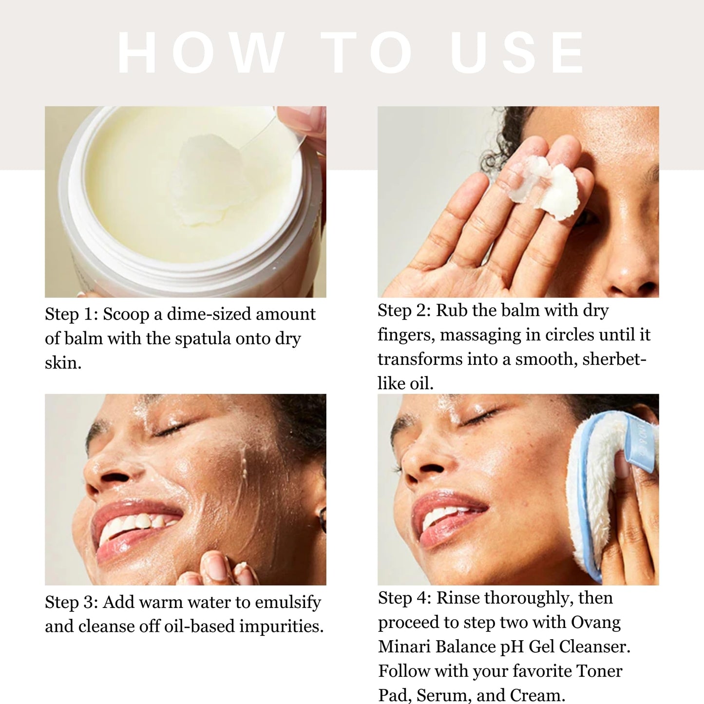 OVANG Yuja Probiotics Cleansing Balm – Makeup Remover & Hydrating Cleanser – Fragrance-Free, Brightening & Soothing for All Skin Types, Korean Skincare (100ml / 3.38 fl.oz) Step1