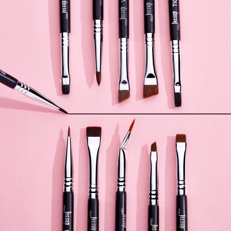 Jessup Eyeliner Brush Set, Professional Eye Liner Makeup Brushes 11pcs, Angled Flat Definer Ultra Fine Bent Pencil Point Eyeliner Brushes for Precision Liner, T324