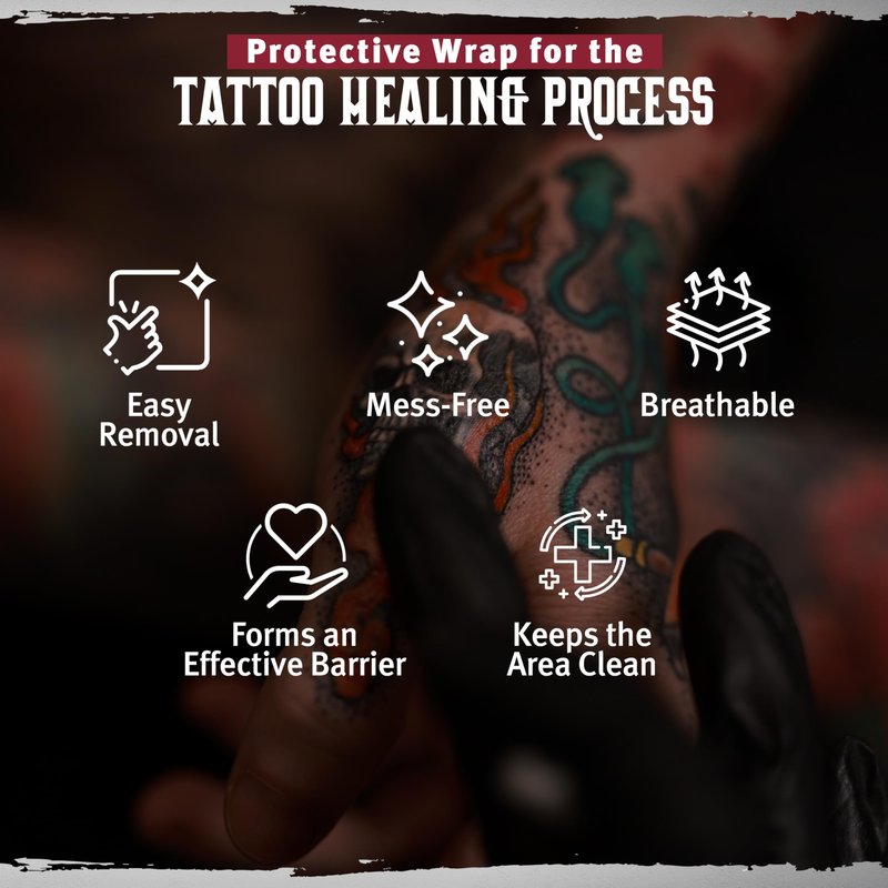 Hustle Butter Second Skin Tattoo Wrap - 7.9 Inches x 8.8 Yards - Transparent Adhesive Roll - Easy Removal, Mess-Free Body Art Wrap - Breathable & Latex-Free - Professional Size Tattoo Aftercare