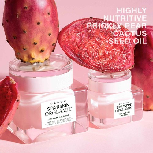 STARSKIN Orglamic Pink Cactus Pudding, Hydrating & Nourishing Cream for all Skin Types, 99.3% Natural with Prickly Pear Cactus Seed Oil & Hyaluronic Acid, Luxurious Glow Moisturizer, K-Beauty - 15ml