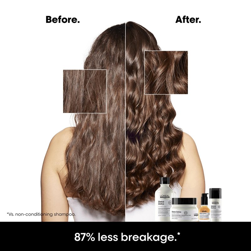 L'Oréal Professionnel Paris Metal Detox Smoothing Cream - Lightweight Styling Leave-In Treatment For All Hair Types, Hydrates and Protects Against Frizz, UV & Metals