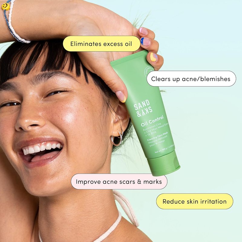 Sand & Sky Blemish Clearing Clay Face Mask - Oil Control with Salicylic Acid & Niacinamide | Minimizes Redness & Tightens Pores