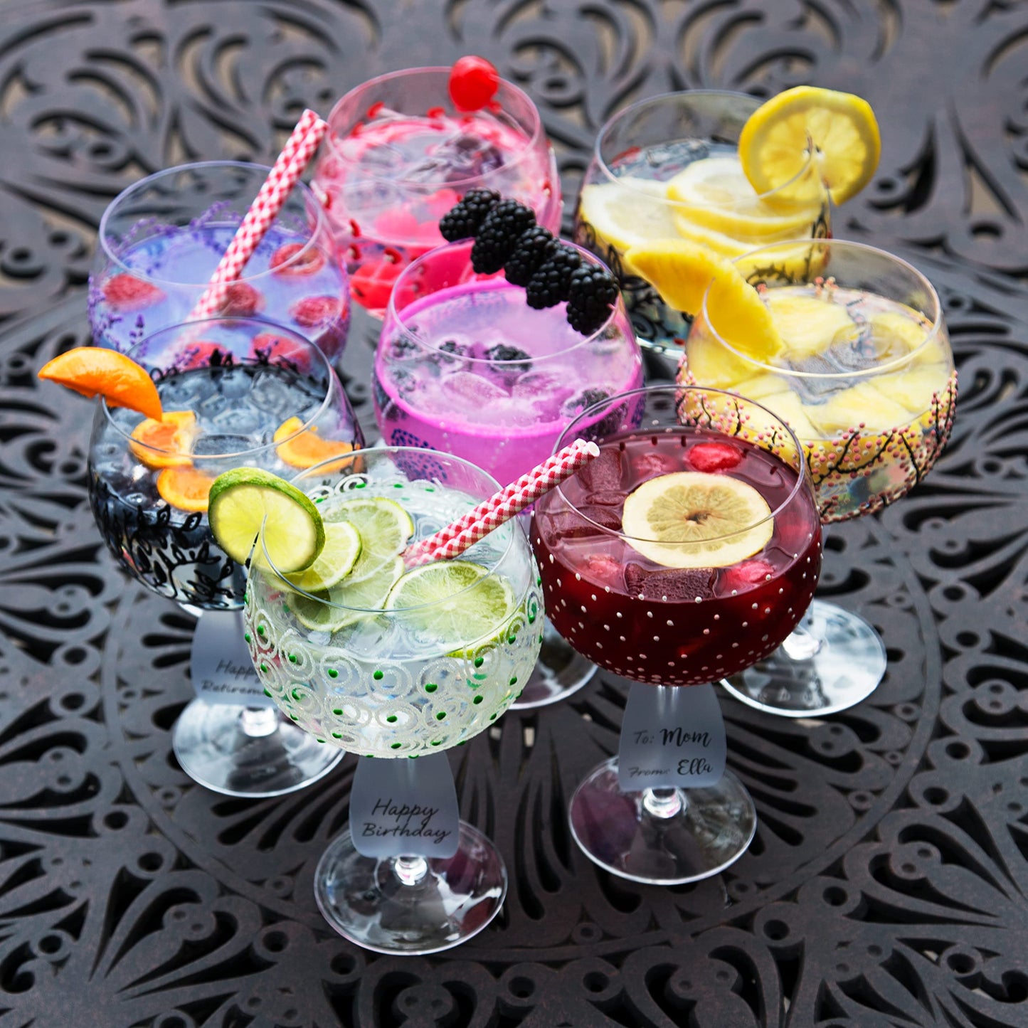 Pavilion Gift Company Pavilion-Red Sprout-24 Oz Hand Decorated Removable Happy 50th Birthd Wine Glass, 24 oz