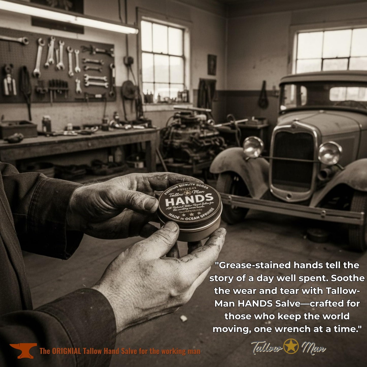 Tallow Man Hand Salve – Heavy-Duty Hand Repair for Working Men | Grass-Fed Tallow 5oz