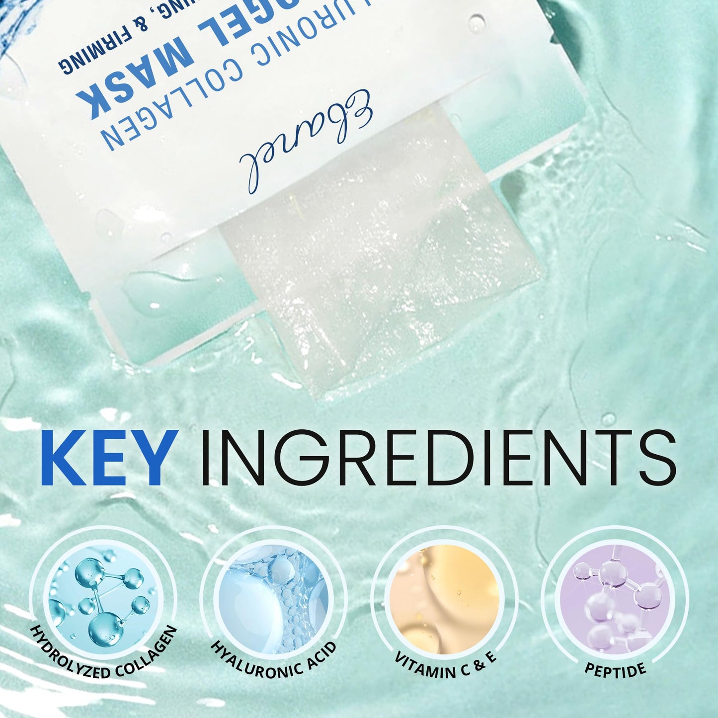 Ebanel 10 Pack Hydrogel Collagen Face Mask with Hyaluronic Acid, Vitamin C, Peptide, Aloe, Instant Brightening Hydrating Face Masks Skincare Korean Sheet Mask, Skin Firming, Lifting Anti Aging Masks