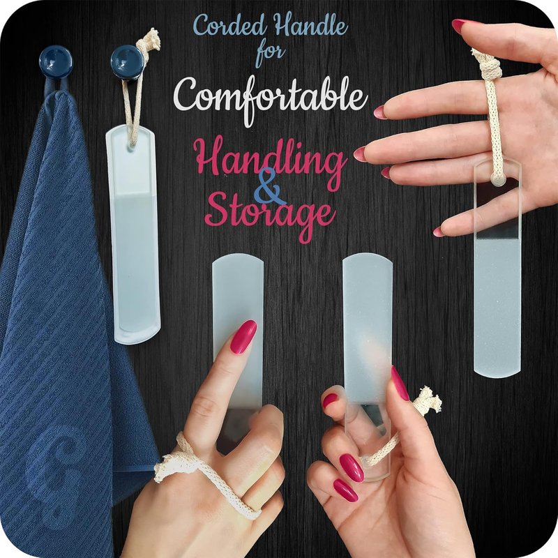 Genuine Czech Glass Nail File Set - Professional Double-Sided Callus Remover & Foot Rasp | Manicure & Pedicure Tools