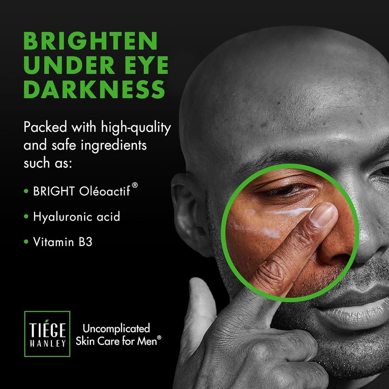 Tiege Hanley Eye Cream for Men - Hydrating Under Eye Treatment with Hyaluronic Acid & Vitamin B3 | 0.5 Oz