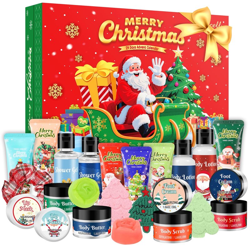 Silvercell Advent Beauty Calendar 2025 Christmas Gifts for Women, Advent Calendar for Teen Girls Bath and Body Gift Set, 24 Days of Christmas Surprise Box Spa Gifts for Women & Teen Girls