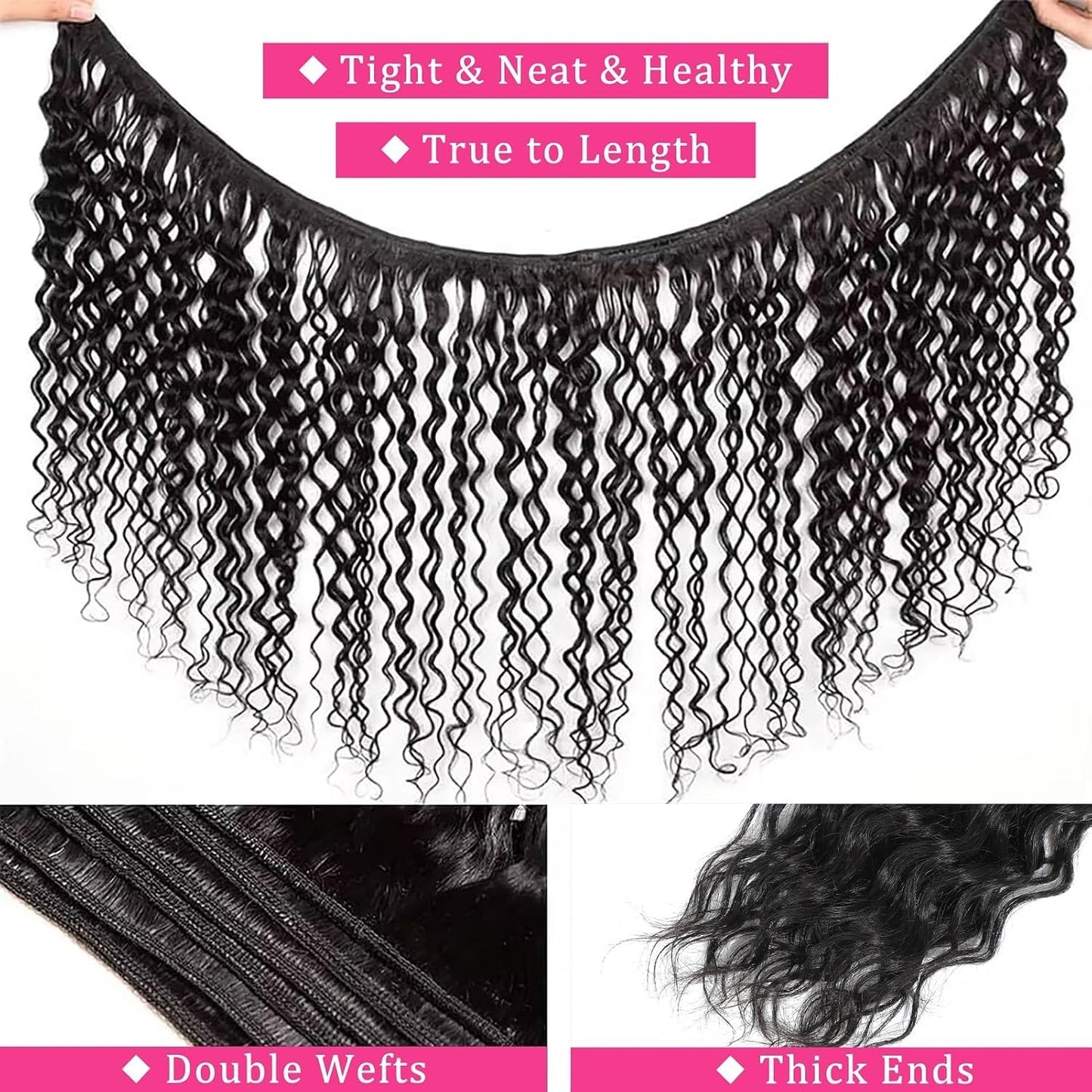 12A Brazilian Water Wave Human Hair Bundles One Bundle 24 Inch 100% Unprocessed Virgin Deep Wave Bundles Human Hair for Black Women Natural Black Color