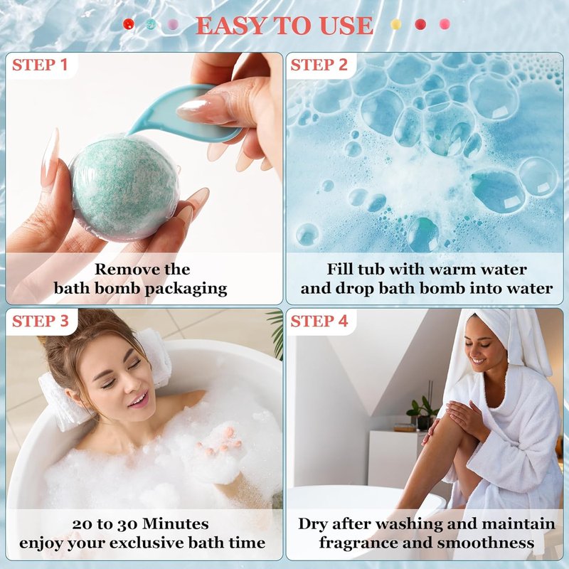 Bath Bombs Gift Set - 50 Pcs Natural Organic Bubble Bath Bombs with 10 Scents | Perfect for Spa, Birthdays & Holidays