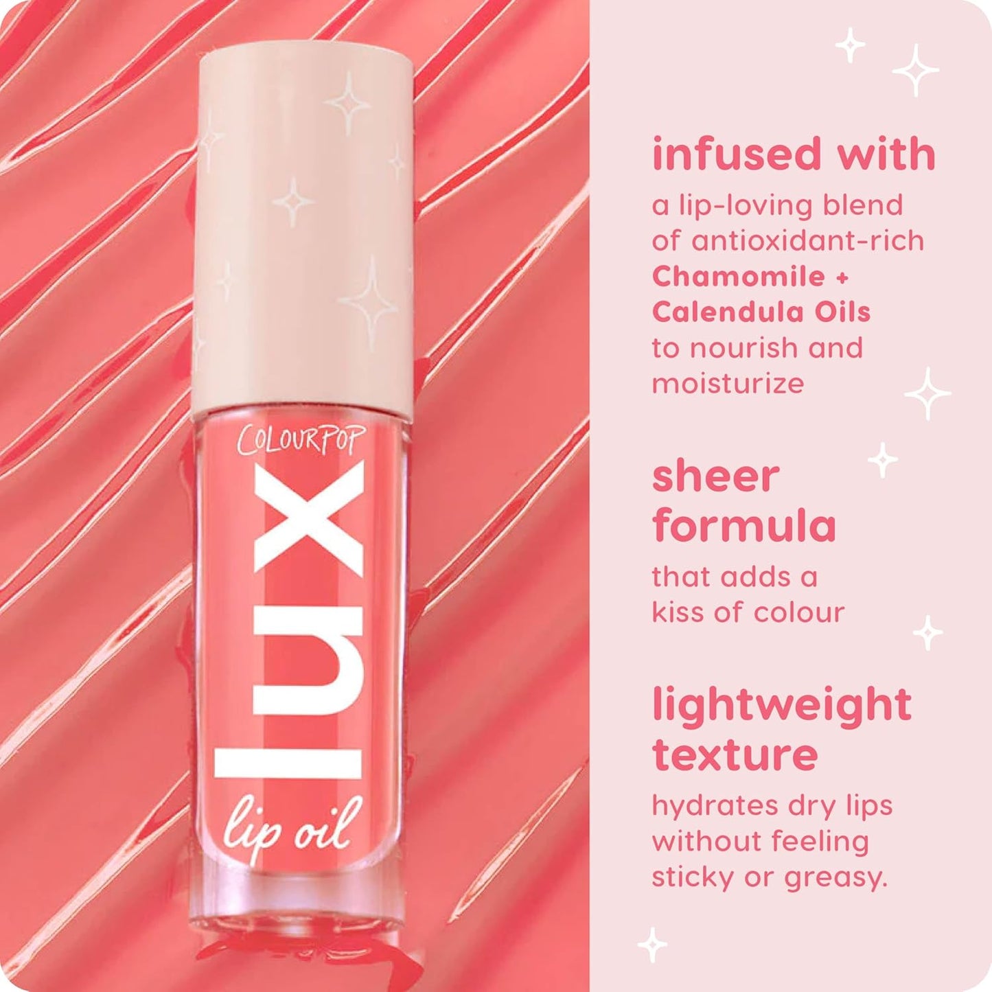 ColourPop Lux Lip Oil - Hydrating Sheer Tinted Lip Oil with Chamomile & Calendula - Bengal Pink (0.16 oz)