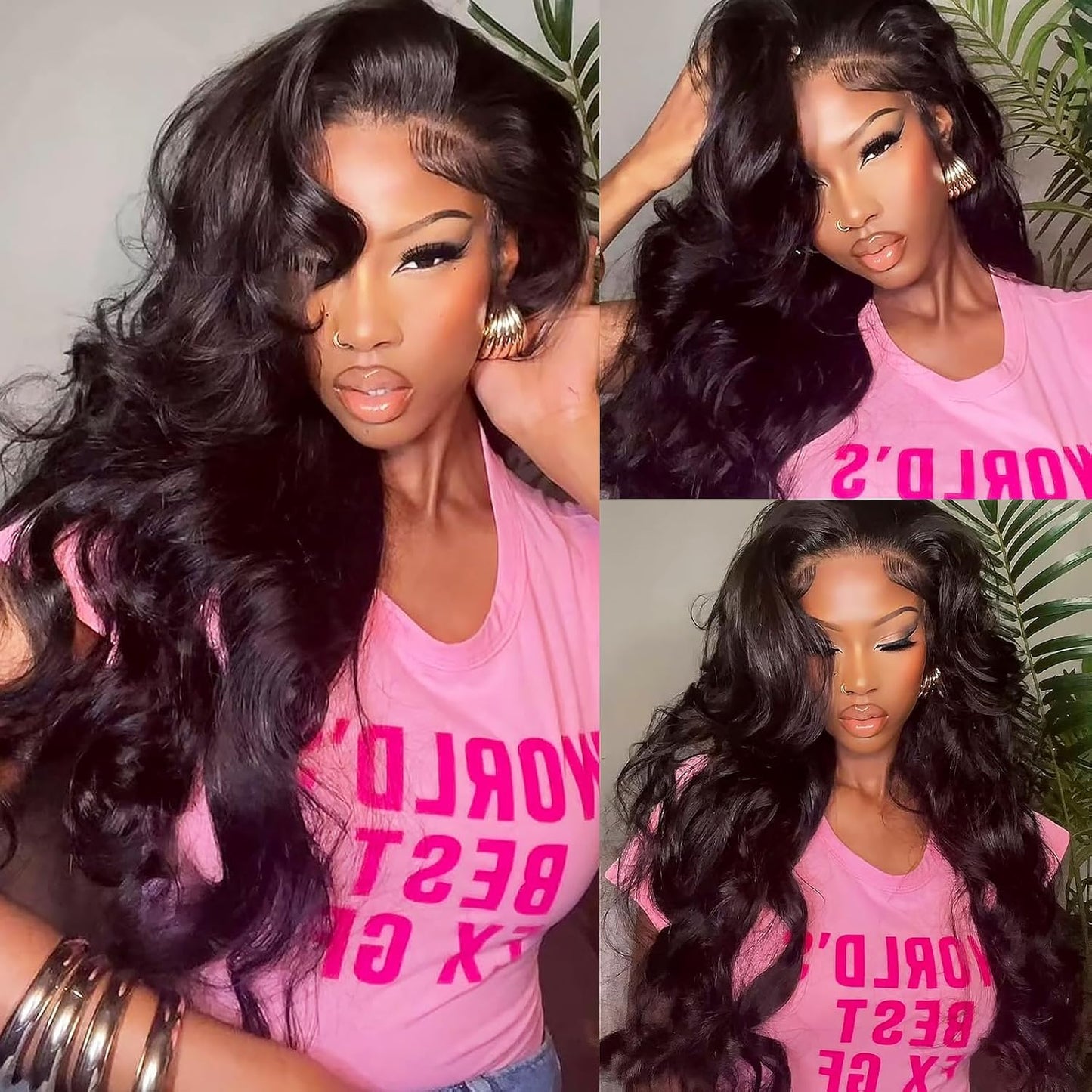 ANDRIA 13x4 HD Lace Front Wigs Body Wave Glueless Pre Plucked Lace Frontal Wigs For Black Women 250 density Loose Wave Synthetic Lace Front Wig With Baby Hair 26 Inch (Black)