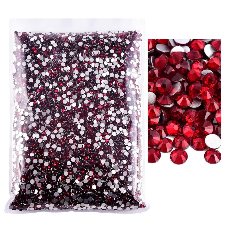 Blinginbox Flatback Rhinestones Bulk,14400pcs Crystal Round Loose Gemstones Glass Rhinestones for Crafts Makeup Nail Art Clothes Shoes DIY Decorations(SS16,3.8-4.0mm,Dark siam)