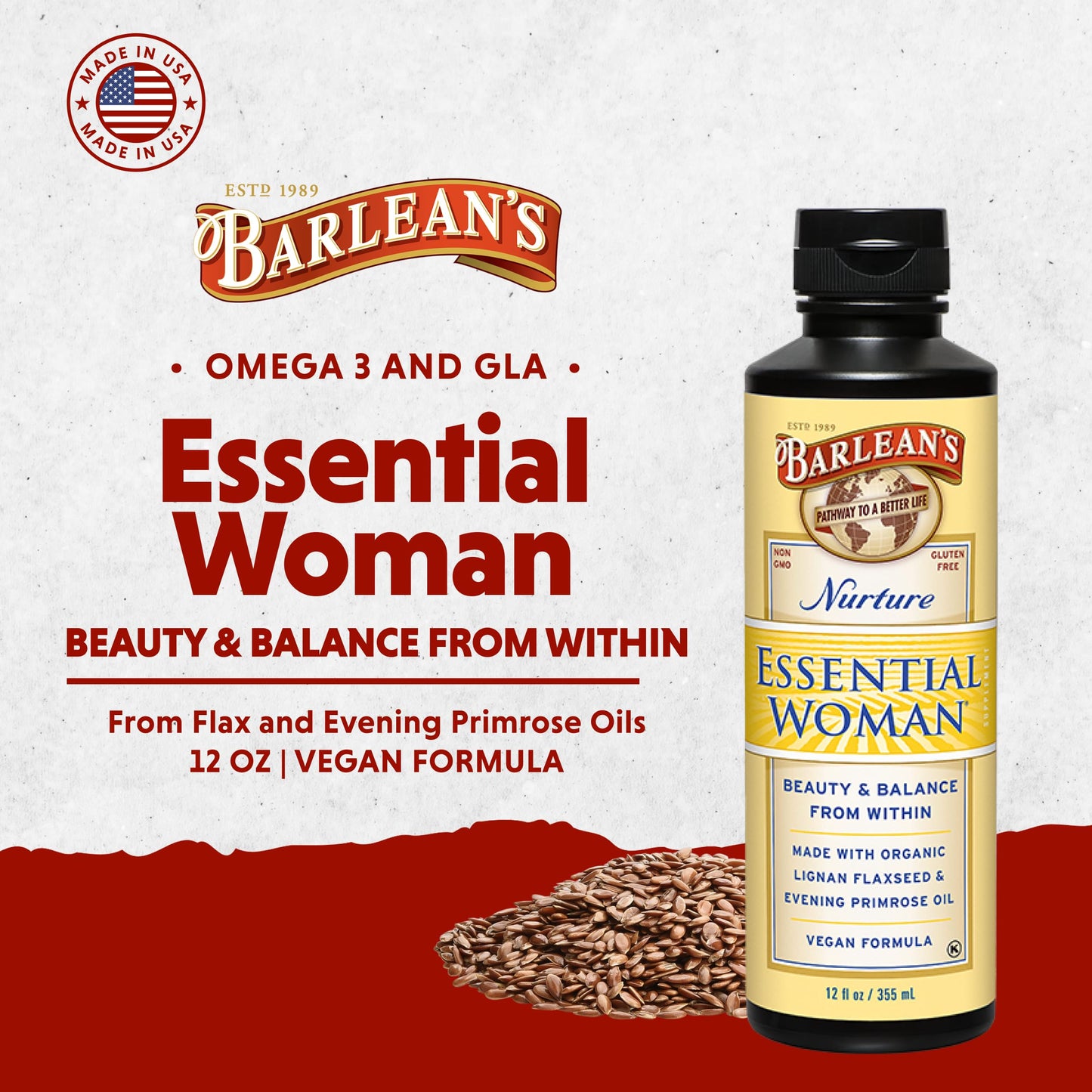 Barlean's Organic Oils, The Essential Woman, 12-Ounce Bottle