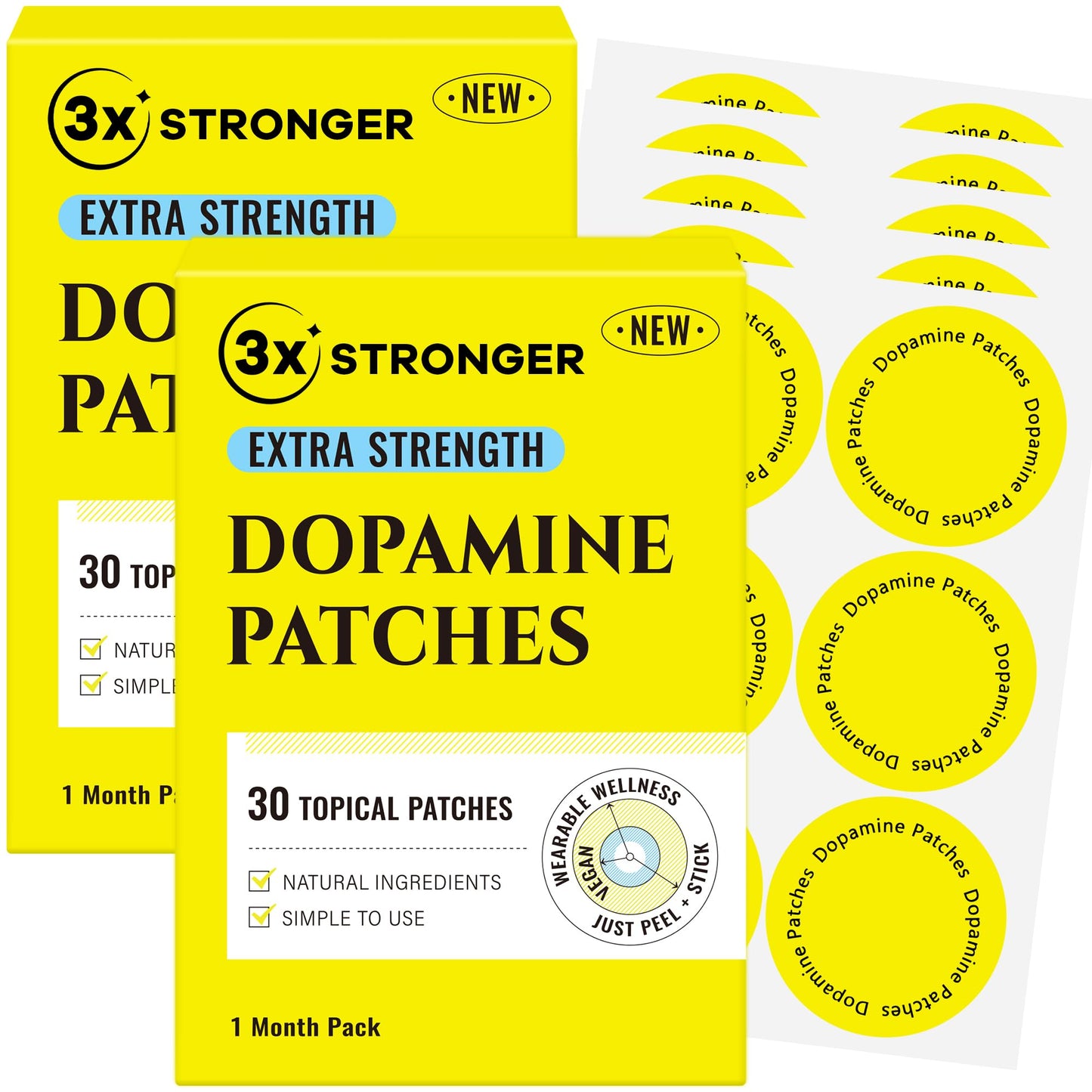 Surncest Dopamine Patches for Women | 3X Stronger Formula with Plant-Based Ingredients | Premium 8-Hour Extended-Release Dopamine Patch | 60 Day Supply