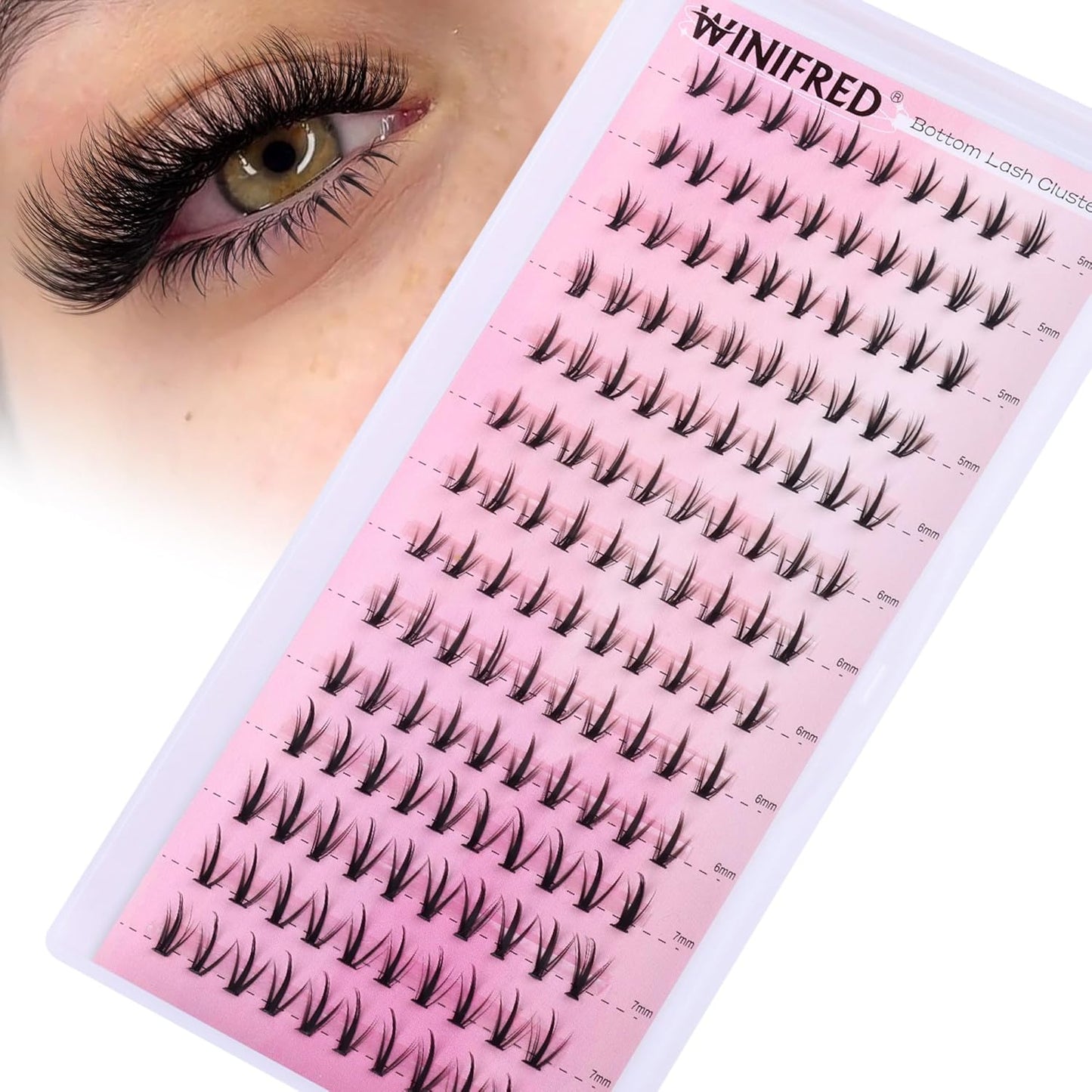 Winifred Bottom Lash Clusters Thick Volume Lower Lash Extension DIY Individual Lashes Bottom Clusters Lashes for Cluster Eyelash Extensions (168pcs)