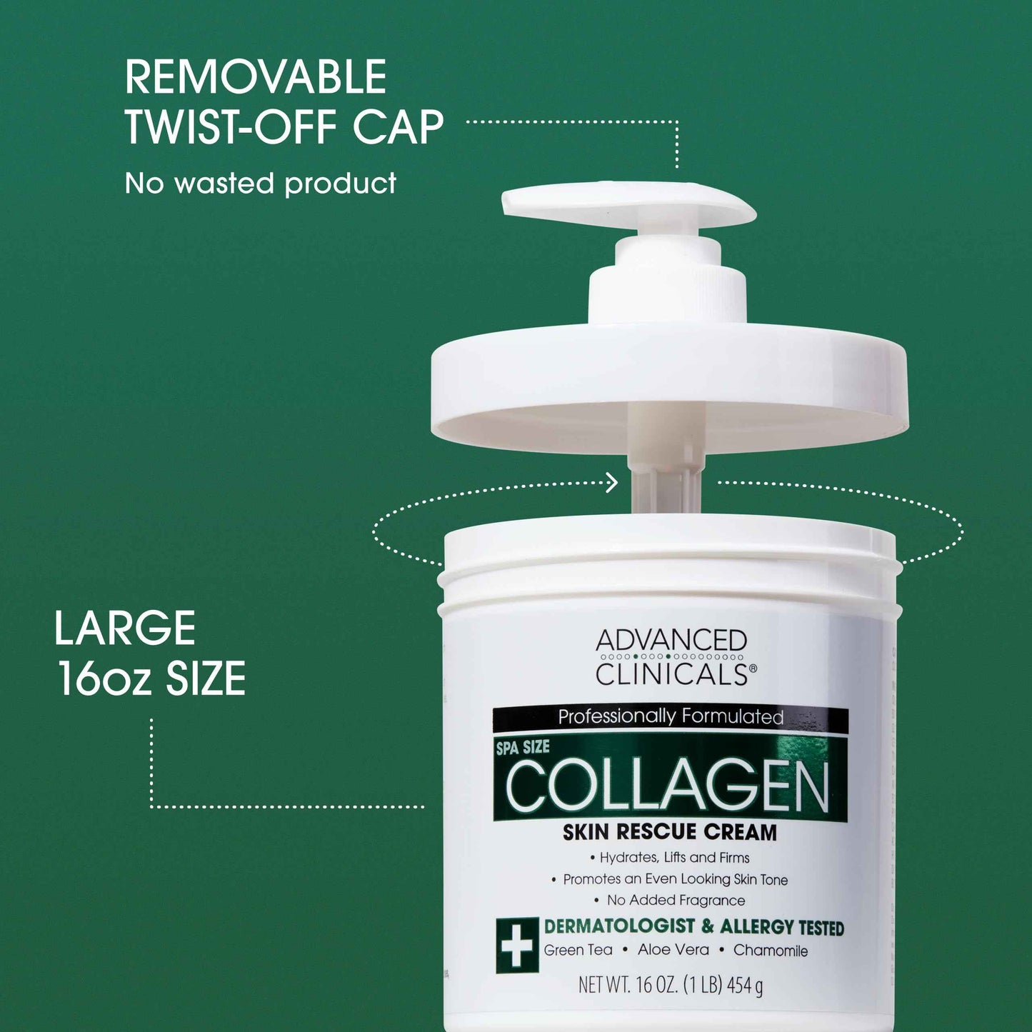 Advanced Clinicals Collagen Cream Body Lotion & Face Moisturizer W/Vitamin E | Skincare Collagen Lotion For Women, Men, Hand, & Neck Improves Look Of Crepe Skin & Uneven Dry Skin, 16Oz + Travel Size