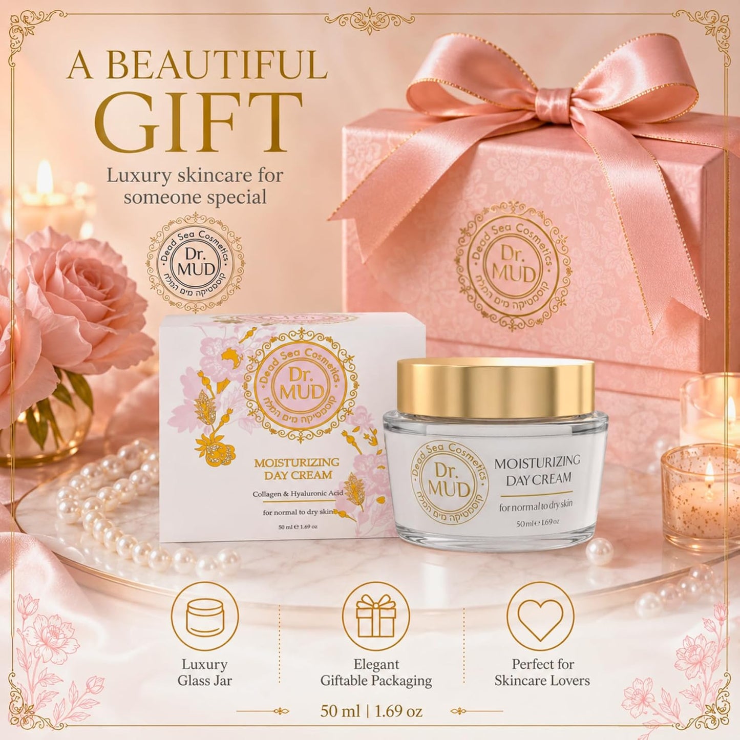 Dr.MUD Moisturizing Day Cream - Hydrating Face Moisturizer with Hyaluronic Acid & Collagen | 50 ml for Normal to Dry Skin