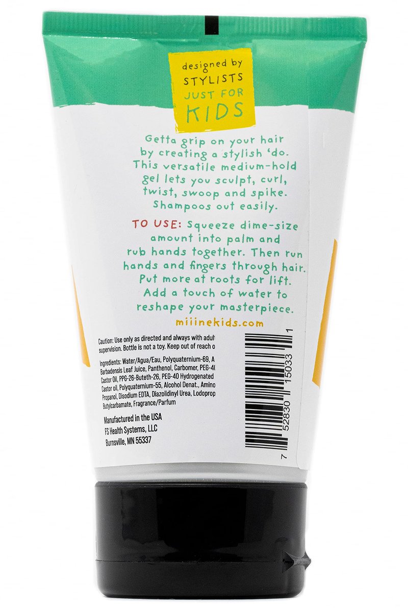 MiiiNE! Getta Grip Scultpty Gel 4oz | Medium-Strong Hold Kids Hair Gel - Styling Gel with Light Smell and No Flaking Cruelty Free Hair Gel for Kids Made in USA