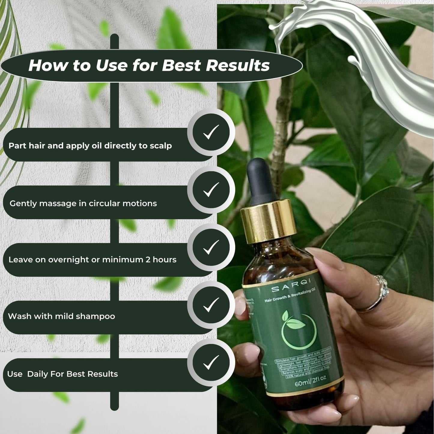 Hair growth Oil 100% Natural Lightweight Serum with Jojoba, Fractionated Coconut, Grapeseed, Argan, Vitamin E, Rosemary, Peppermint, Lavender, for Nourished Hair growth & Scalp Health